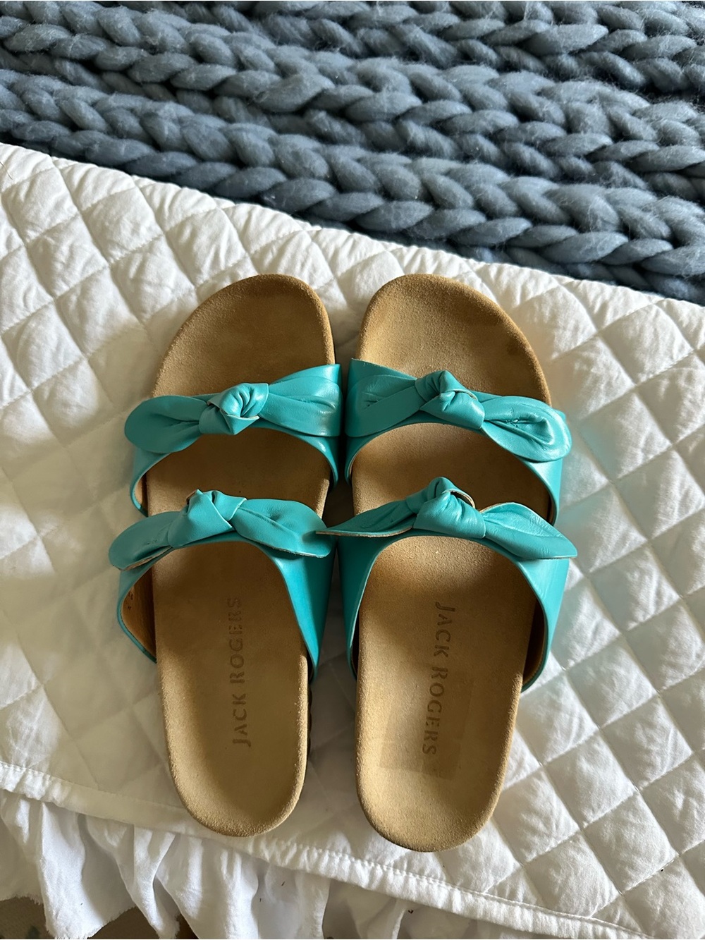 Jack Rogers Turquoise Knot Slide Sandals - Women
